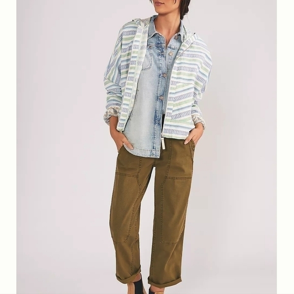 NWT Anthropologie Striped Zip Up Jacket with Hoodie. Size S/M - Picture 2 of 16